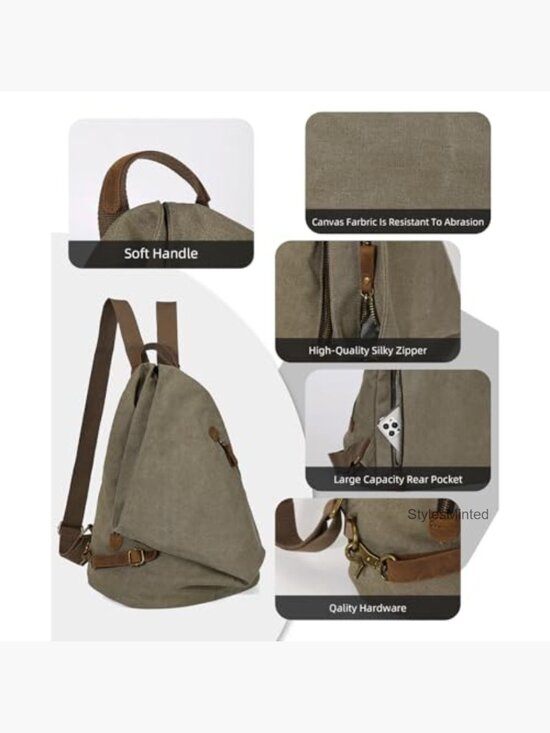 Vintage Canvas Backpack – Large Durable Daypack, Water Resistant, 2
